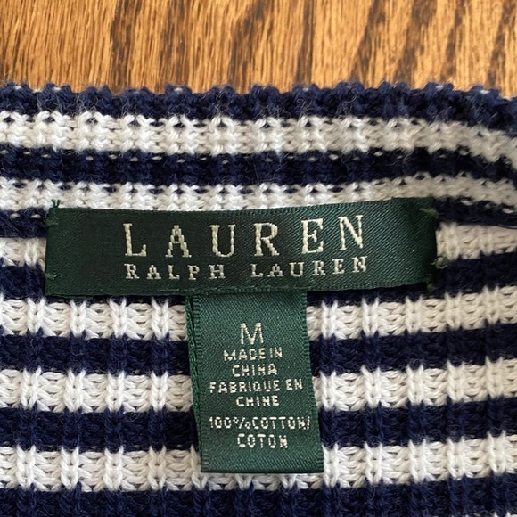 Lauren Ralph Lauren navy and white striped lightweight sweater, size M. - Picture 5 of 12